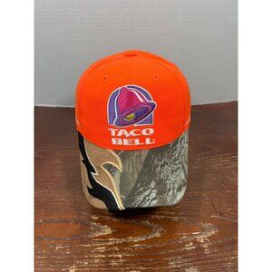 Vintage Taco Bell Logo Orange & Camo Hat By Checkered Flag Sports Adjustable X3